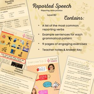Reported Speech – Reporting verbs practice